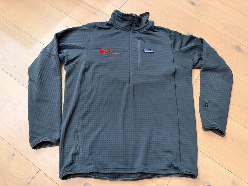 Patagonia R1 Fleece Quarter Zip Pullover Size L Dark Gray Waffle Grid